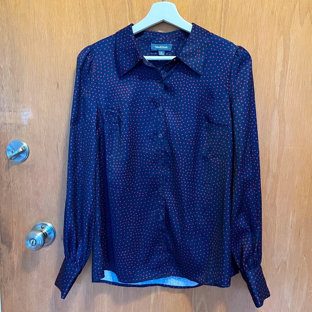 Modcloth Heart Button Down Blouse - image 1